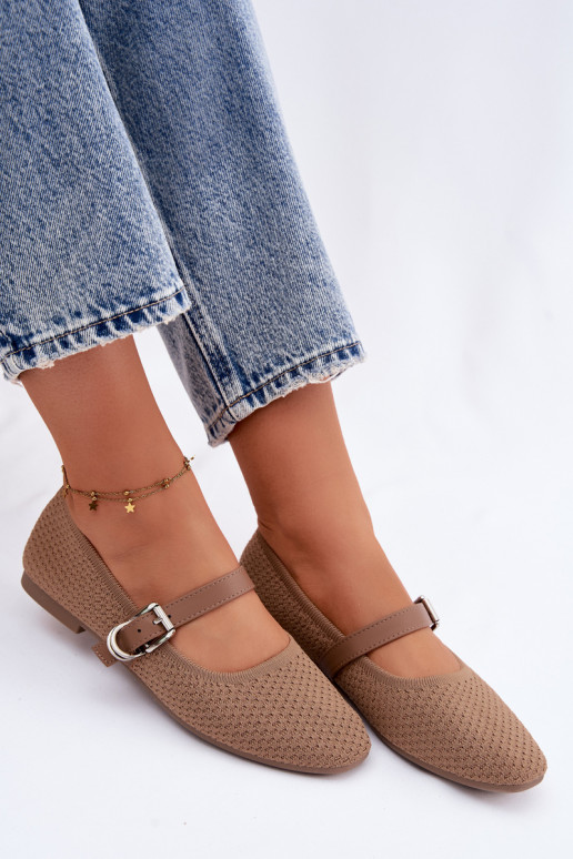 Ballerines en tissu avec sangles et boucles kaki Jelisa