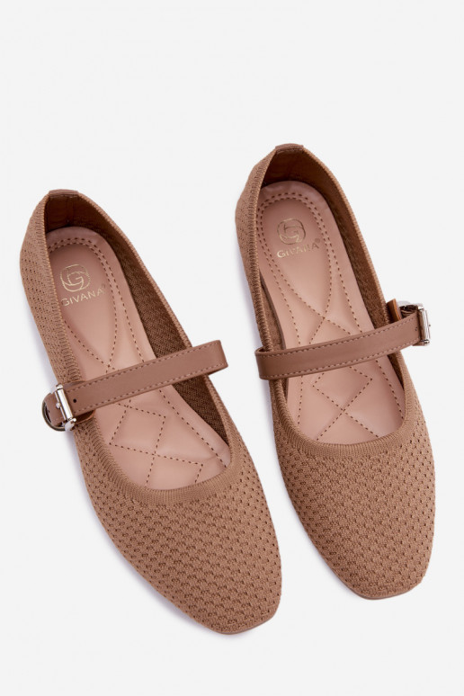 Ballerines en tissu avec sangles et boucles kaki Jelisa