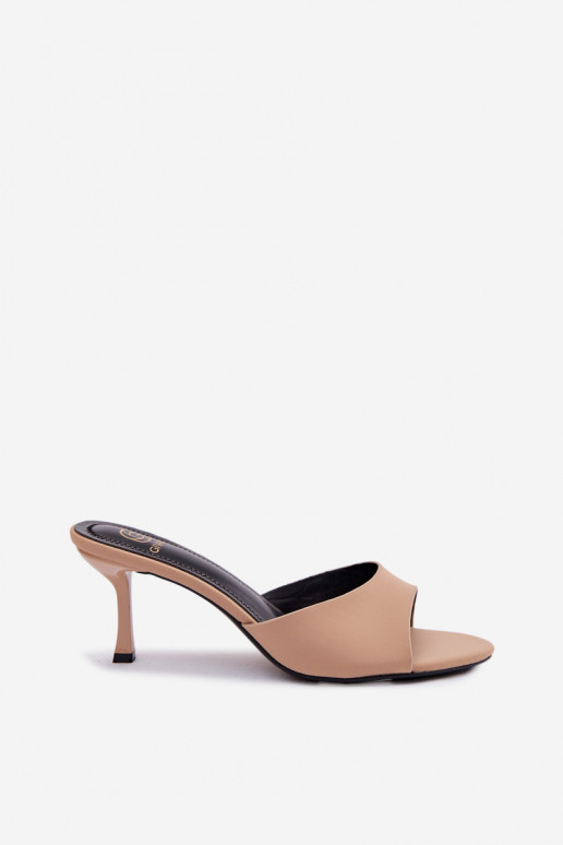Pantoufles pour femmes avec des talons fins  beige Selmira