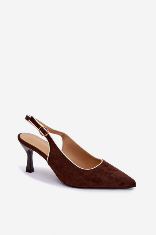 Sandales pour femmes à talons fins couleur chocolat Relmira