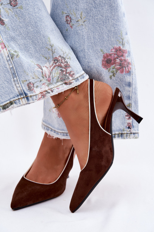 Sandales pour femmes à talons fins couleur chocolat Relmira