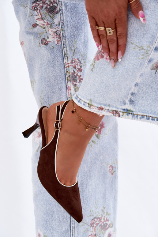 Sandales pour femmes à talons fins couleur chocolat Relmira