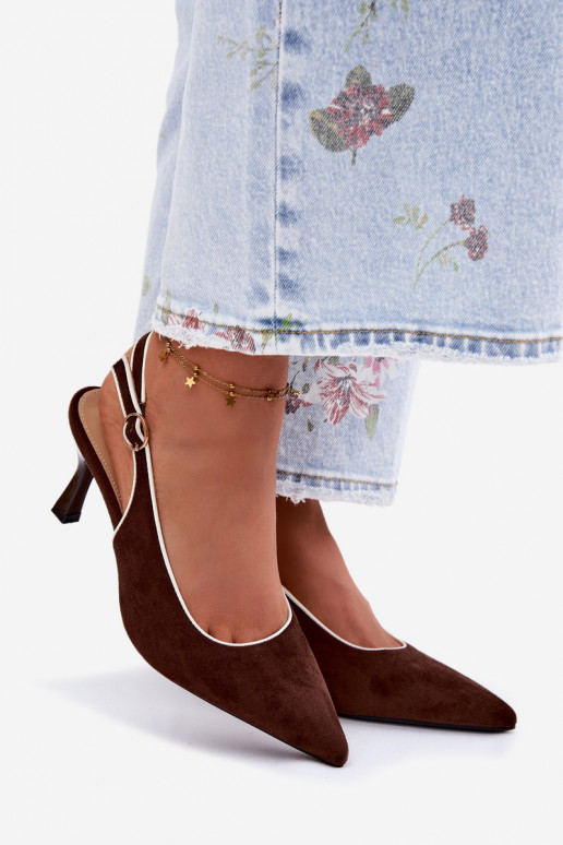 Sandales pour femmes à talons fins couleur chocolat Relmira