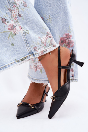 Sandales pour femmes à talons pointus couleur noire Felessa 2