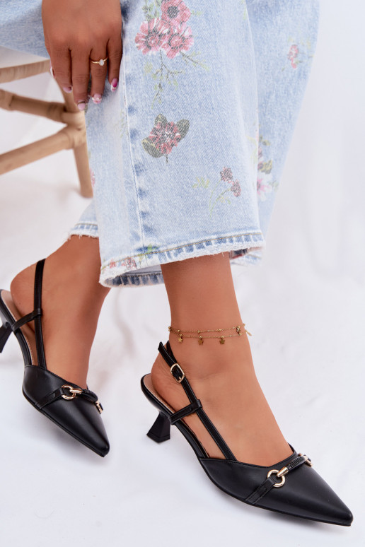 Sandales pour femmes à talons pointus couleur noire Felessa
