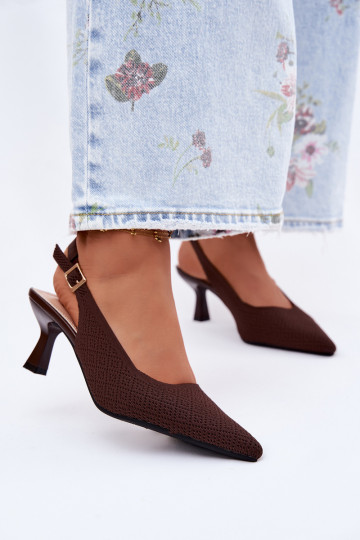 Sandales à talons hauts couleur chocolat Delessa