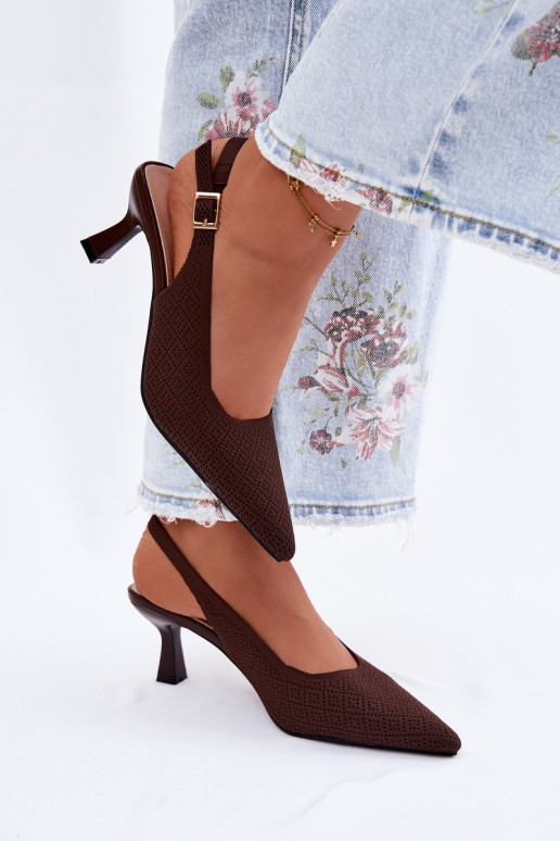 Sandales à talons hauts couleur chocolat Delessa
