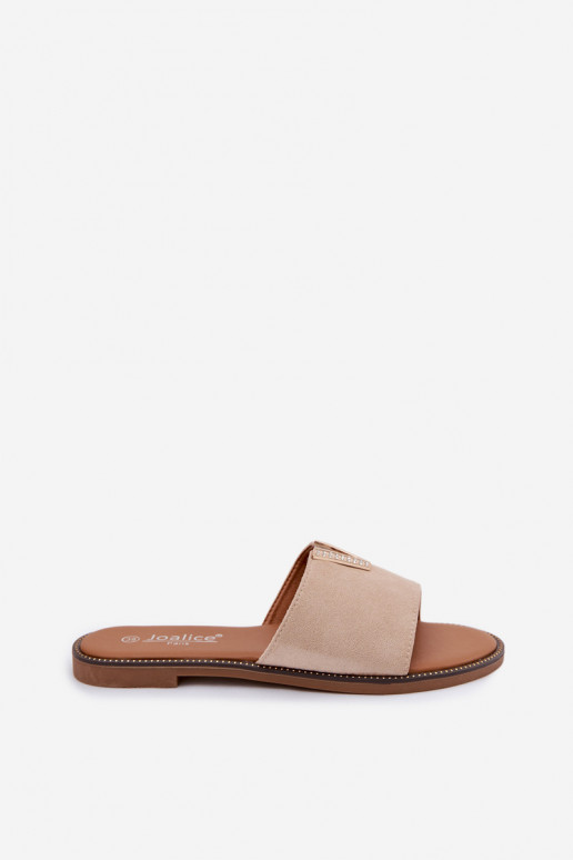 Chaussons pour femmes avec détails décoratifs couleur sable Nelmira