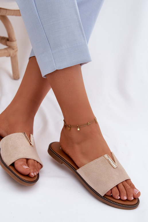 Chaussons Appartement pour femmes Avec des décorations Detalem V beige Nelmira