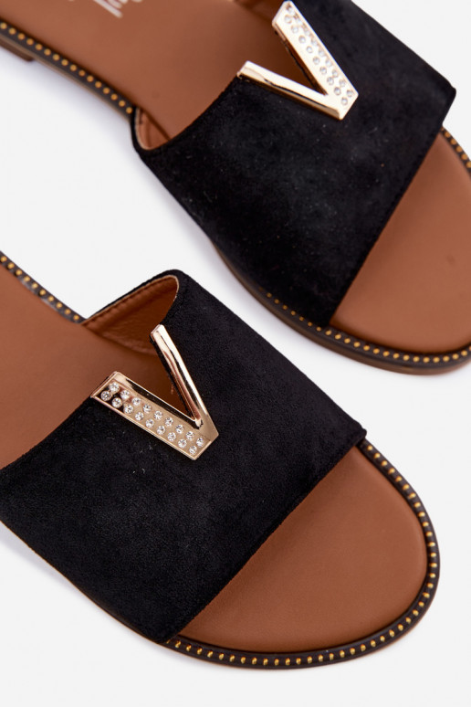 Chaussons Appartement pour femmes Avec des décorations Detalem V couleur noire Nelmira