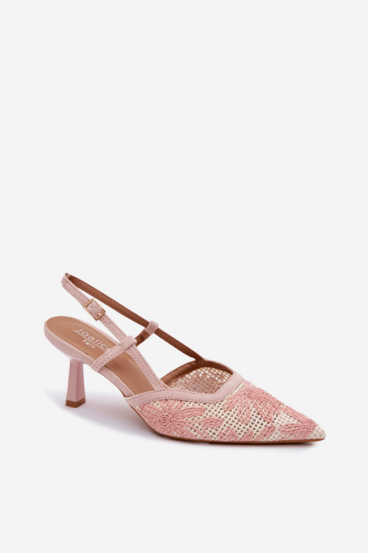 Sandales à talons hauts avec fleurs couleur rose Kelmira