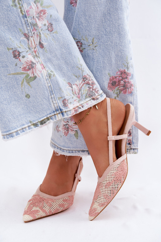 Sandales à talons hauts avec fleurs couleur rose Kelmira