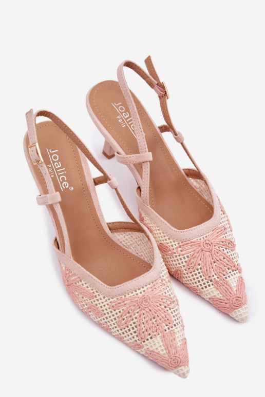 Sandales à talons hauts avec des fleurs couleur rose Kelmira