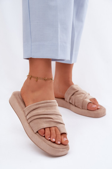 Chaussons pour femmes couleur sable avec volants Gelmira 2