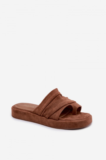 Chaussons pour femmes bruns avec volants Gelmira 2