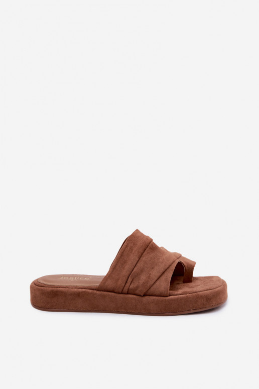 Chaussons pour femmes bruns avec volants Gelmira