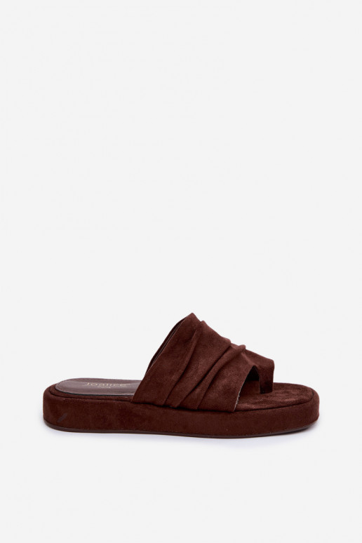 Chaussons pour femmes bruns avec volants Gelmira