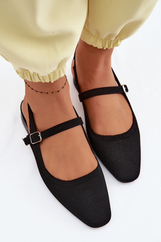  des sandales Ballerines Féminin avec des sangles couleur noire Selrene