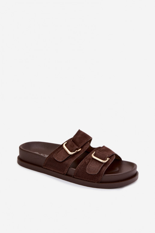 Pantoufles pour femmes Ze couleur doréemi avec bouclesmi CzekoladoÀe Pelorin