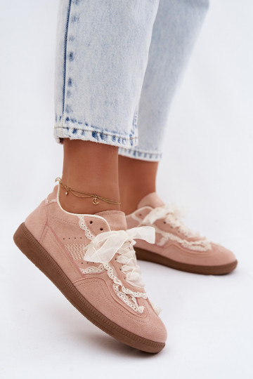 Chaussures modèle baskets Féminin avec de la dentelle couleur rose Ilrene