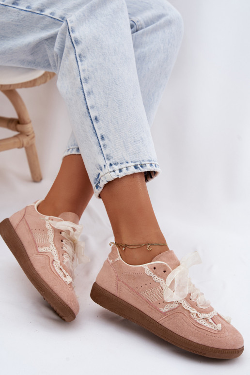 Chaussures modèle baskets Féminin avec de la dentelle couleur rose Ilrene