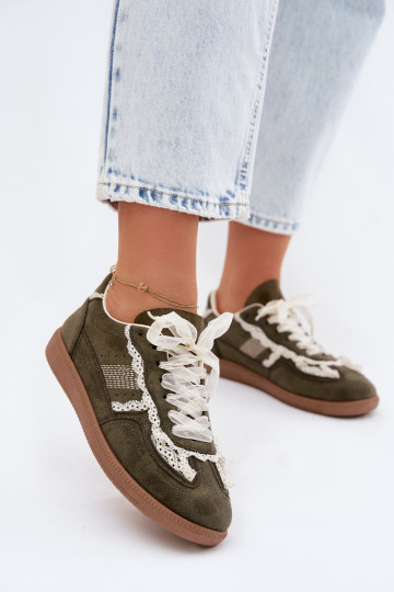 Baskets vertes pour femmes avec lacets Ilrene 2