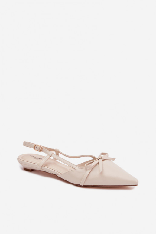 Sandales ivoire pour femmes en simili cuir sur un petit talon Jelmera