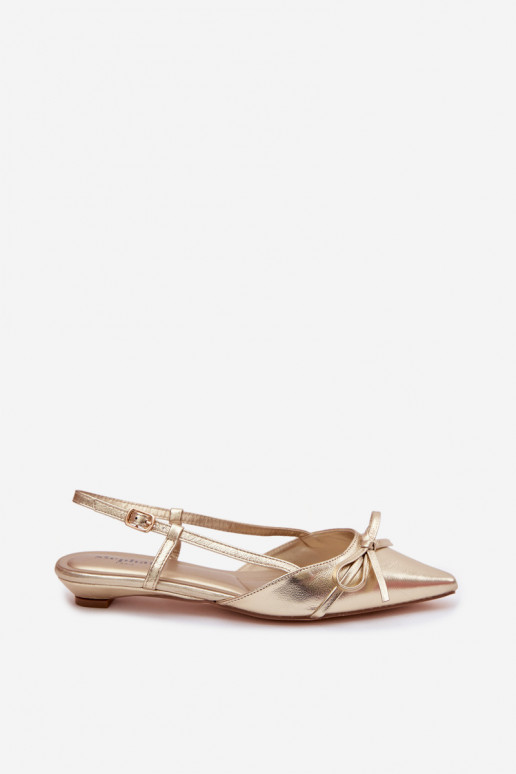 Sandales dorées pour femmes en simili cuir sur un petit talon Jelmera