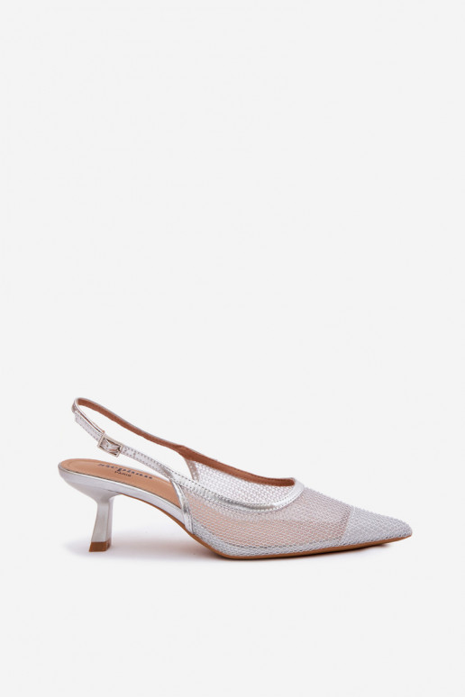 grille des sandales Activé Smukłym Obcasie couleur argent Calora