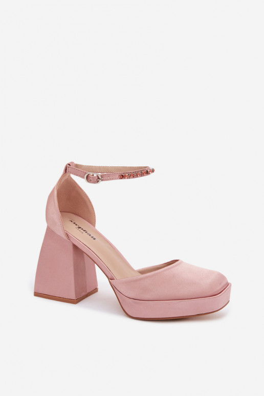 Sandales champagne à talons et finition satinée Calistae