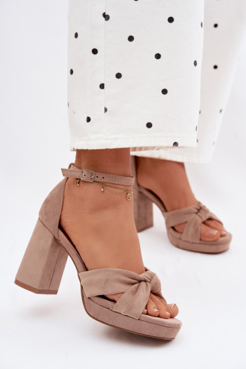 Sandales à talons hauts pour femmeImitacji en daimu beige Rosetta 2