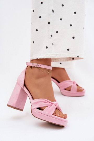 Sandales à talons hauts pour femmeImitacji en daimu couleur rose Rosetta 2