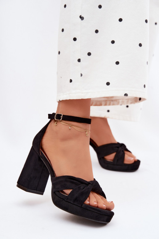 Sandales à talons hauts pour femmeImitacji en daimu couleur noire Rosetta