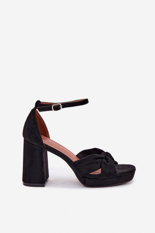 Sandales noires à talons hauts en suède synthétique Rosetta