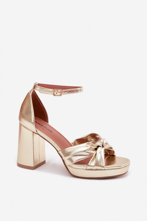 Sandales dorées à talons hauts en cuir synthétique Rosetta