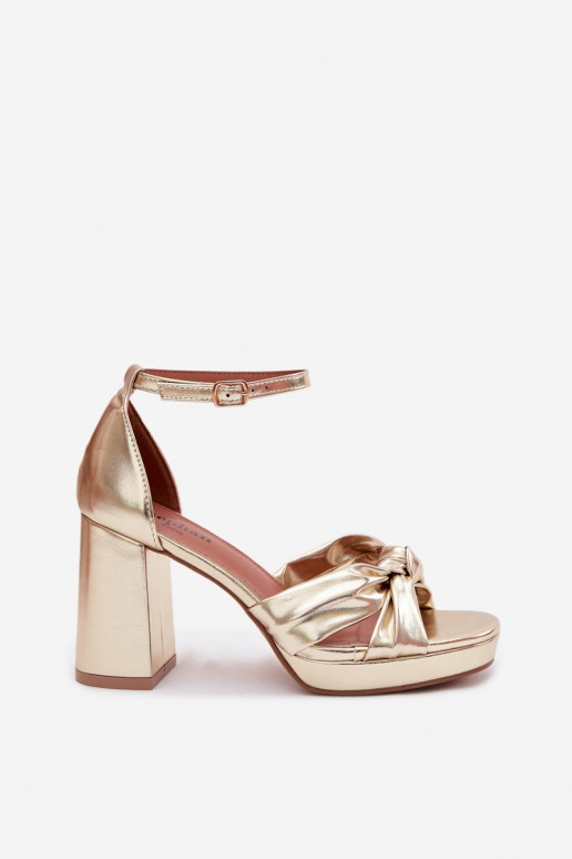Sandales dorées à talons hauts en cuir synthétique Rosetta