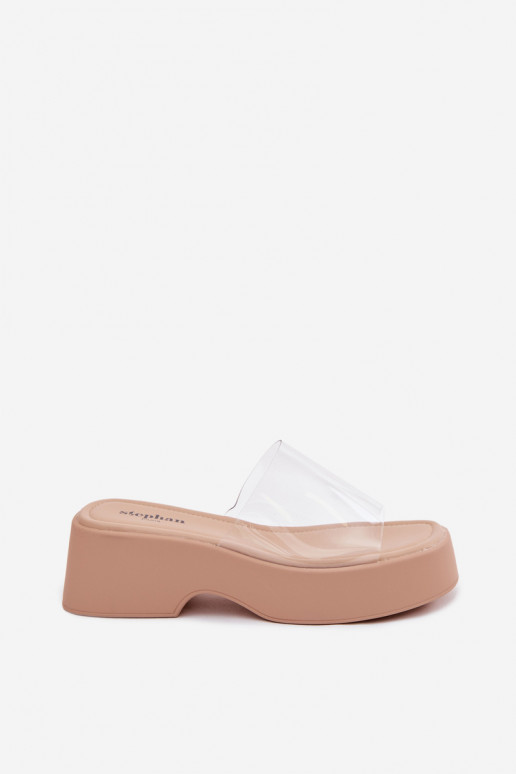 Sandales à plateforme sable avec brides transparentes Selestia
