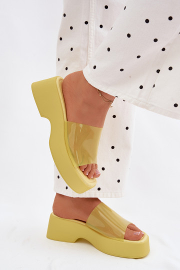 Sandales à plateforme jaunes avec brides transparentes Selestia