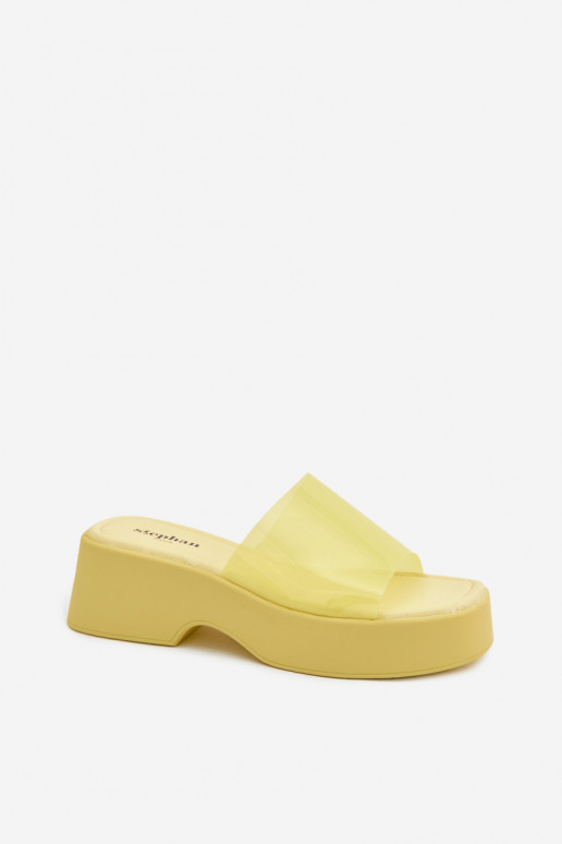 Sandales à plateforme jaunes avec brides transparentes Selestia