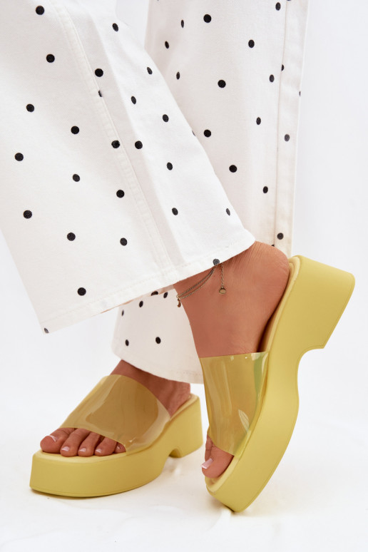 Sandales à plateforme jaunes avec brides transparentes Selestia