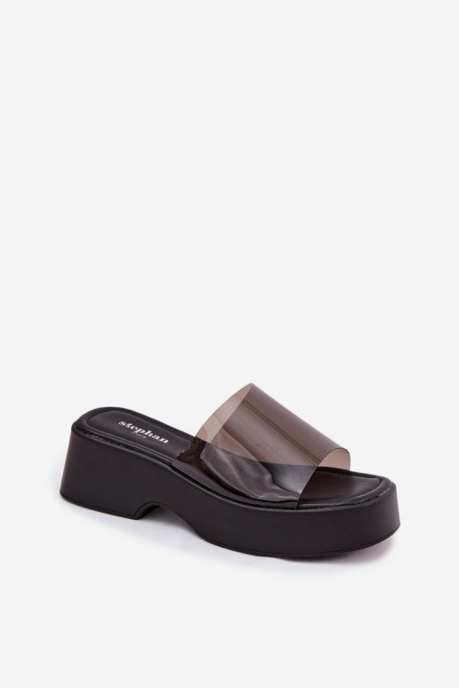 Sandales à plateforme noires avec brides transparentes Selestia