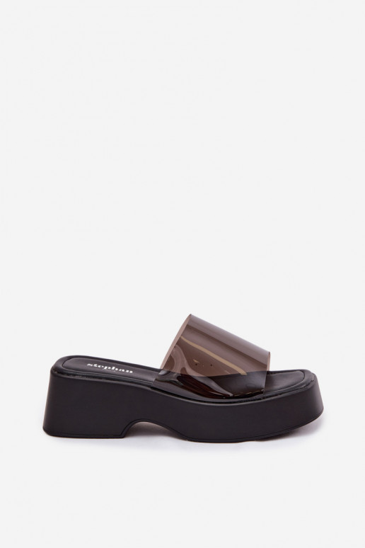 Sandales à plateforme noires avec brides transparentes Selestia