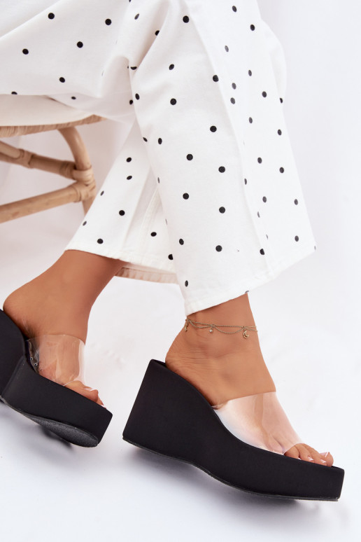 Sandales à plateforme noires avec brides transparentes Zolretia