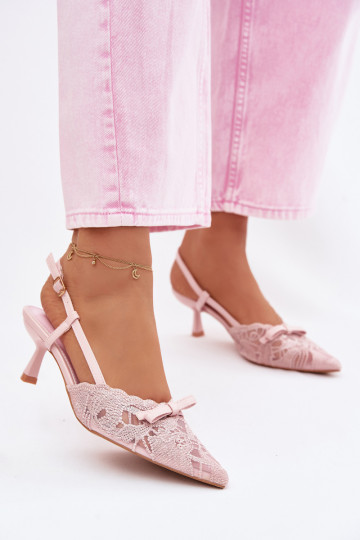 Sandales à lacets Féminin Activé obcasie avec des rubans couleur rose Il fautribelle