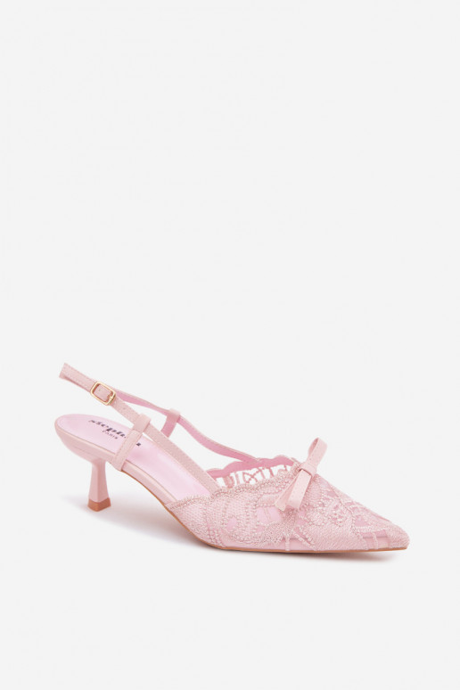 Sandales roses à lacets avec nœuds au talon Tai turiribelle