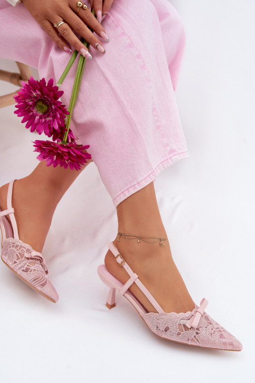 Sandales à lacets Féminin Activé obcasie avec des rubans couleur rose Il fautribelle