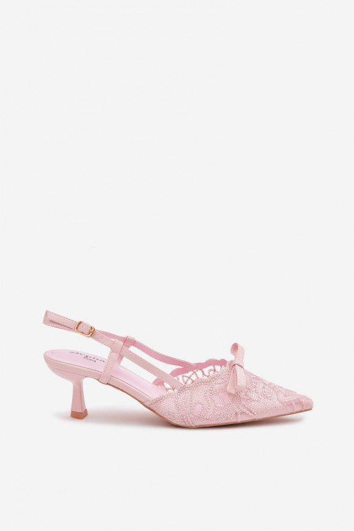 Sandales roses à lacets avec nœuds au talon Tai turiribelle