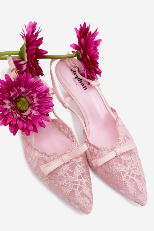 Sandales roses à lacets avec nœuds au talon Tai turiribelle
