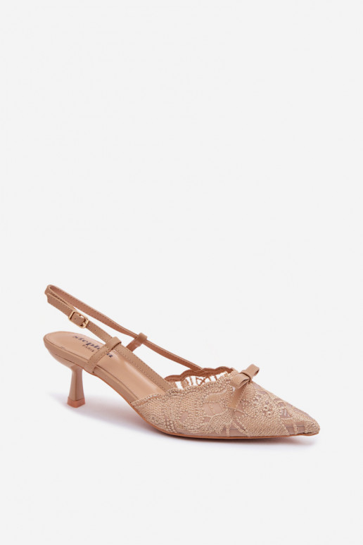 Sandales à lacets Féminin Activé obcasie avec des rubans beige Il fautribelle