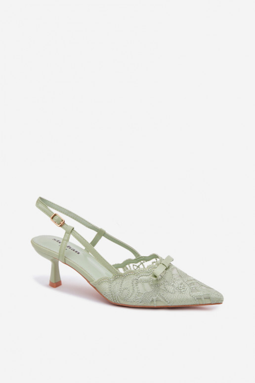 Sandales à lacets Féminin Activé obcasie avec des rubans couleur verte Il fautribelle